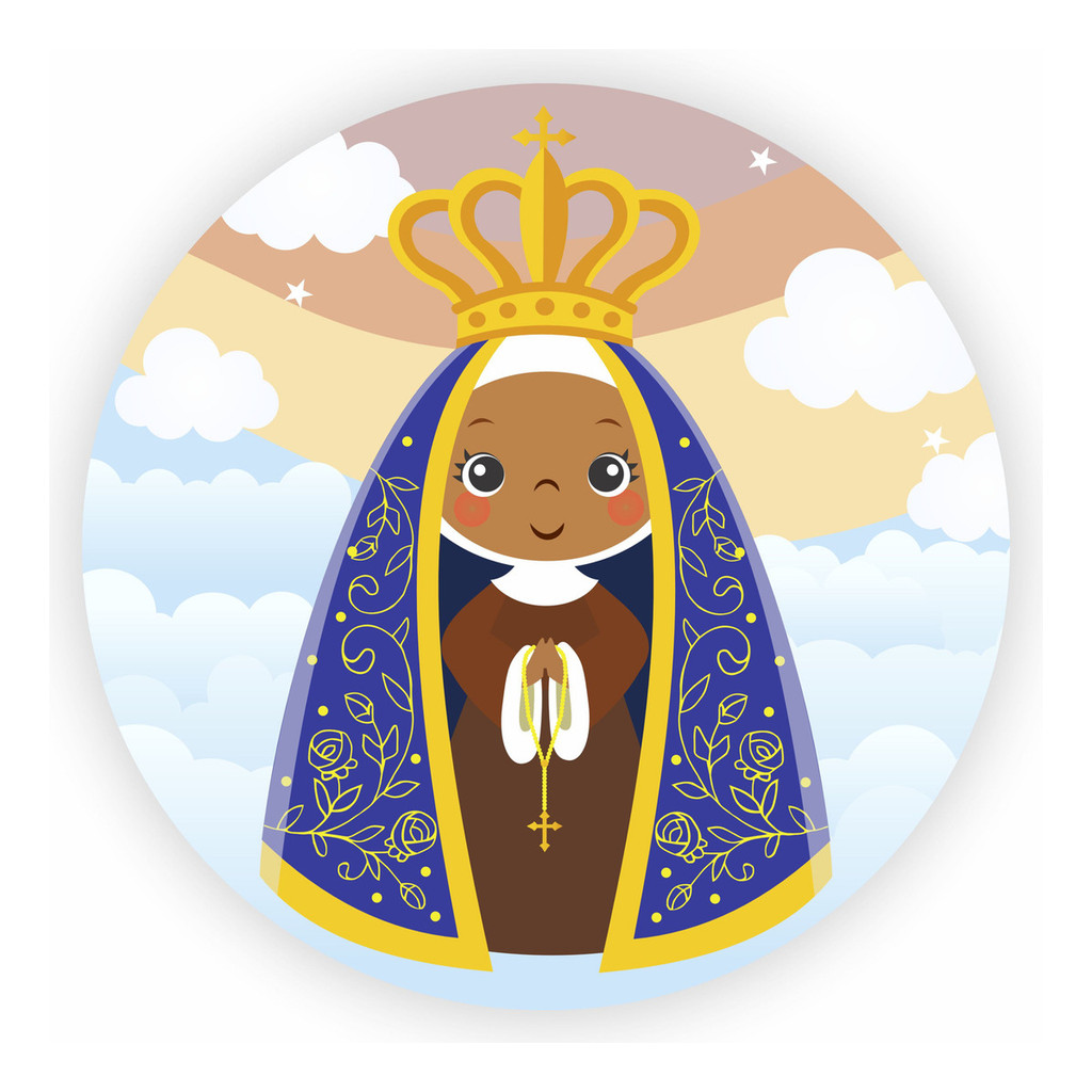 Capa Redondo Painel 150x150 Nossa Senhora Aparecida Azul Céu Delicado Padroeira Igreja Nossa Senhira De Céu Azul