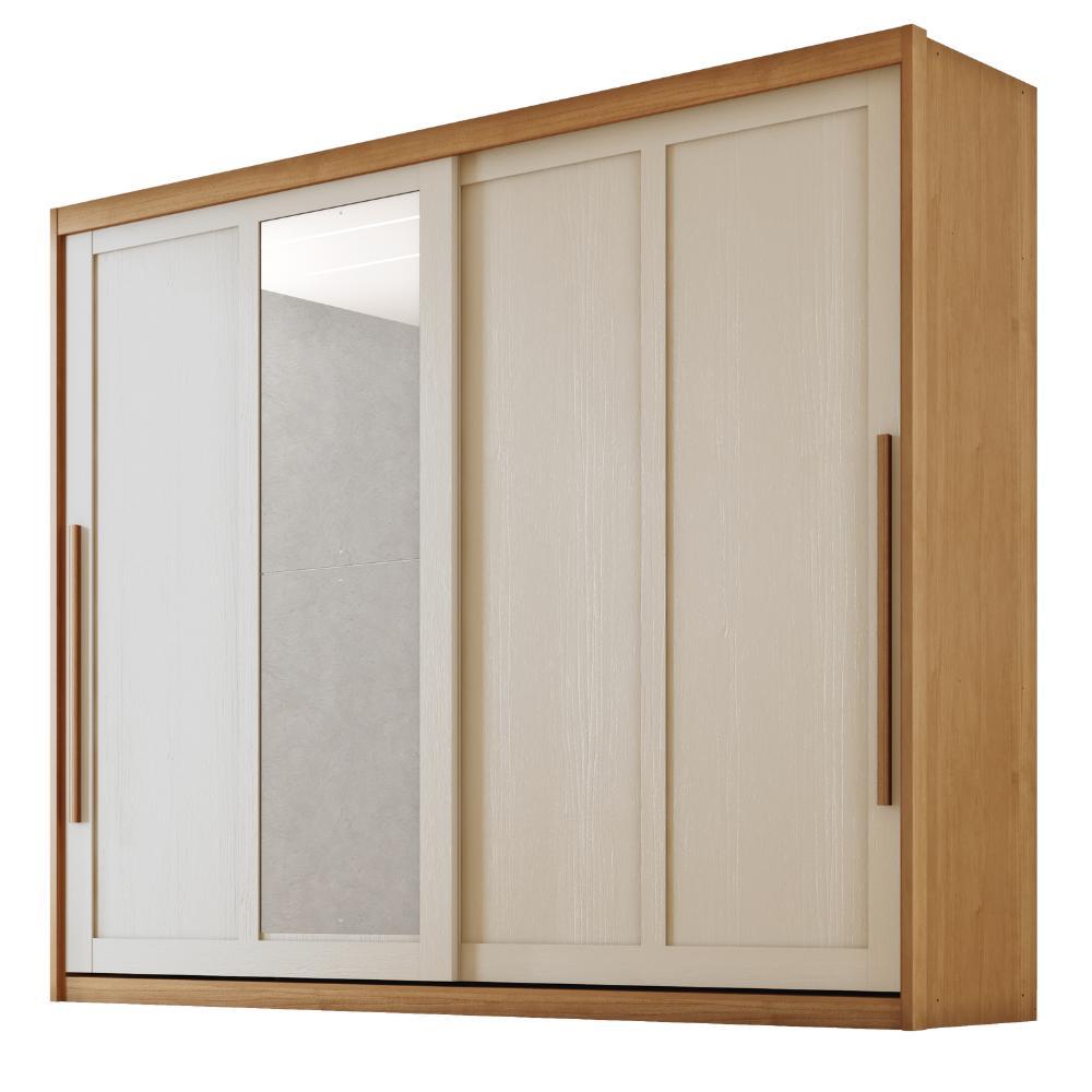 Guarda Roupas Casal 2 Portas de Correr com Espelho 100% MDF 6 Gavetas Firenze
