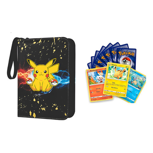 Porta 400 Cartas Pokémon Álbum Fichário Pikachu + 25 Cards