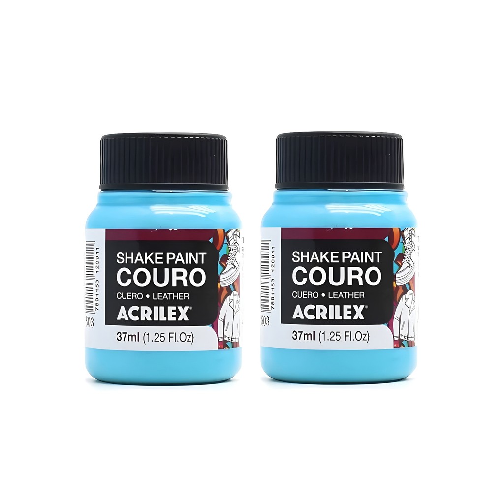 Kit Com 2 Tintas Para Tenis Couro Shake Paint Premium 503 Azul Celeste Tênis Sapatos Bolsas Jaquetas