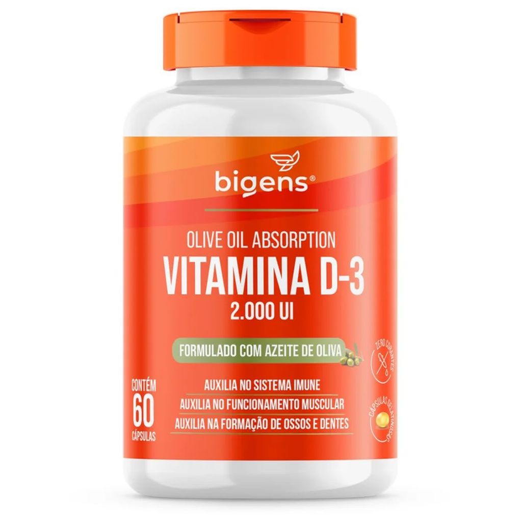 Vitamina D3 2000ui Azeite de Oliva - 60 Cápsulas - Bigens