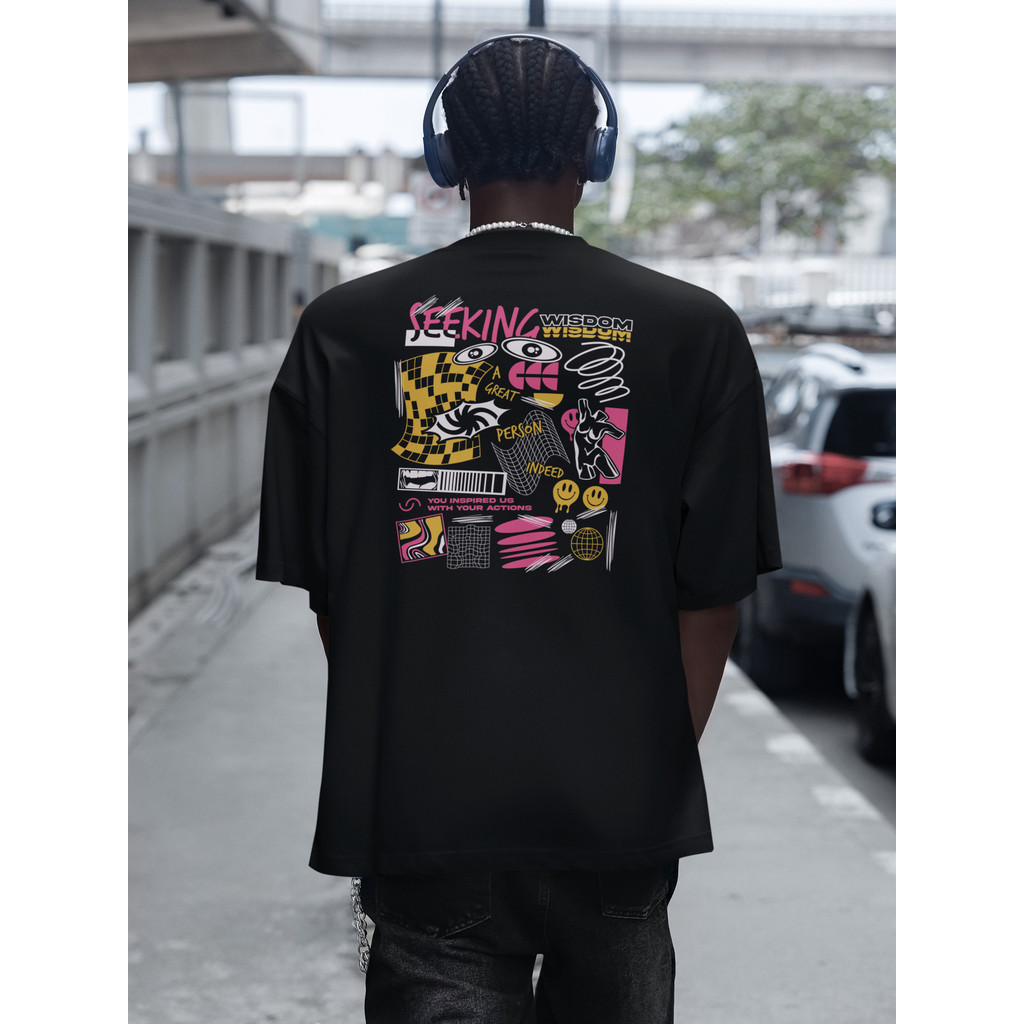 Camiseta Oversized Masculina 100% Algodão Streetwear Estampa Skeeking Gola Canelada Treino Unissex Primavera Verão Natal