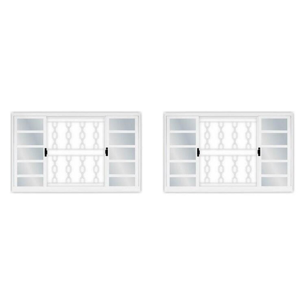Kit com 2 Janelas de Correr 4 Folhas com Grade Aço 100x120cm Branco MGM em Oferta na Shopee