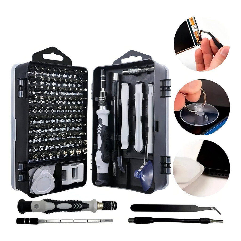 Kit Ferramenta 115 Chaves Precisão Celular Notebook Tablet Cor Prateado