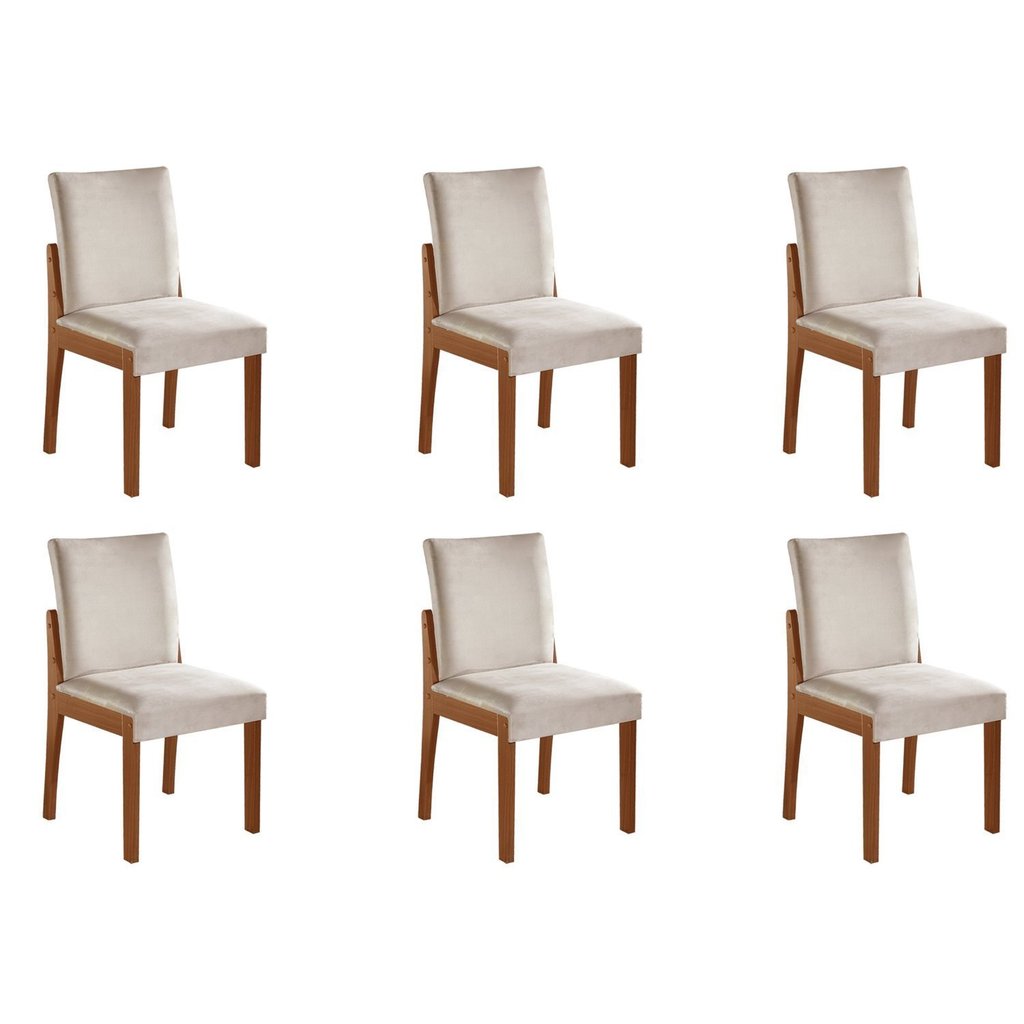 Conjunto 6 Cadeiras de Jantar Mônaco Yescasa Castanho/Bege em Oferta na Shopee