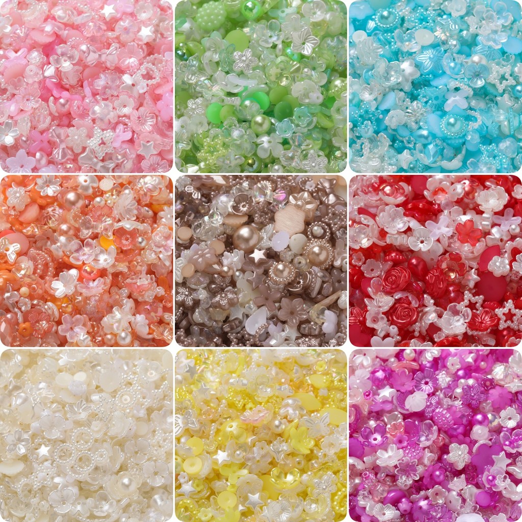 St.kunkka 20g Contas De Flores Acrílicas Mistas 5 ~ 15mm Remendo De Pérola ABS Para Fazer Joias DIY em Oferta na Shopee