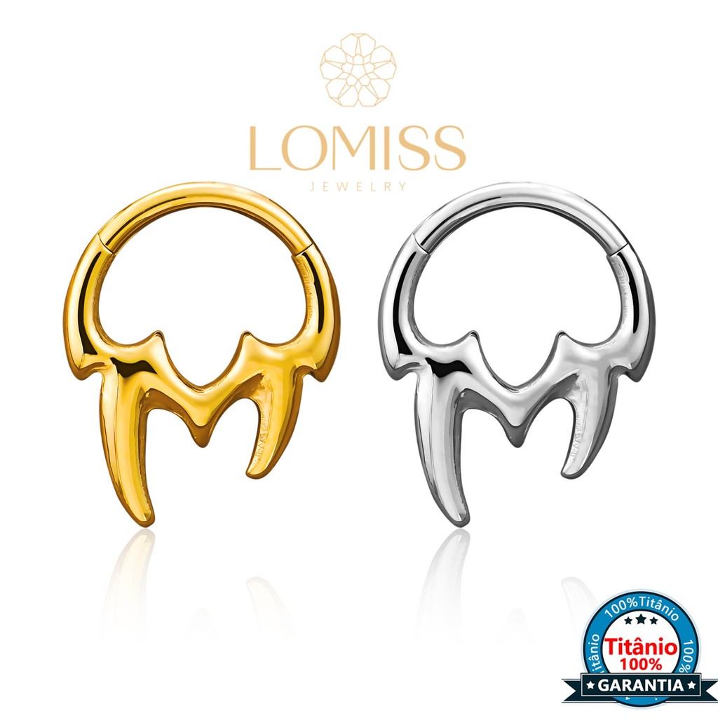 Piercing Argola Titânio Pvd Segmento Articulado Presas Nariz Spike Orelha Tragus Septo Conch