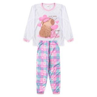 Pijama Menina Capivara Coração Branco em Oferta na Shopee