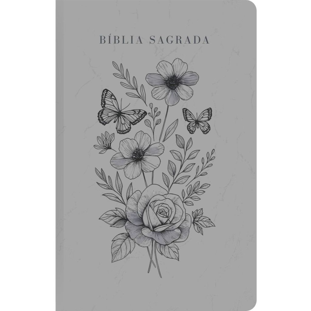 Bíblia Sagrada | NVT | Floral Borboletas Cinza em Oferta na Shopee