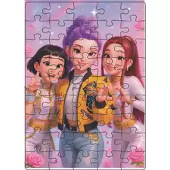 Quebra-Cabeça Jogo Infantil Educacional Guerreiras do K-Pop (1) 45 peças 20x28 cm Feito em Madeira (MDF)