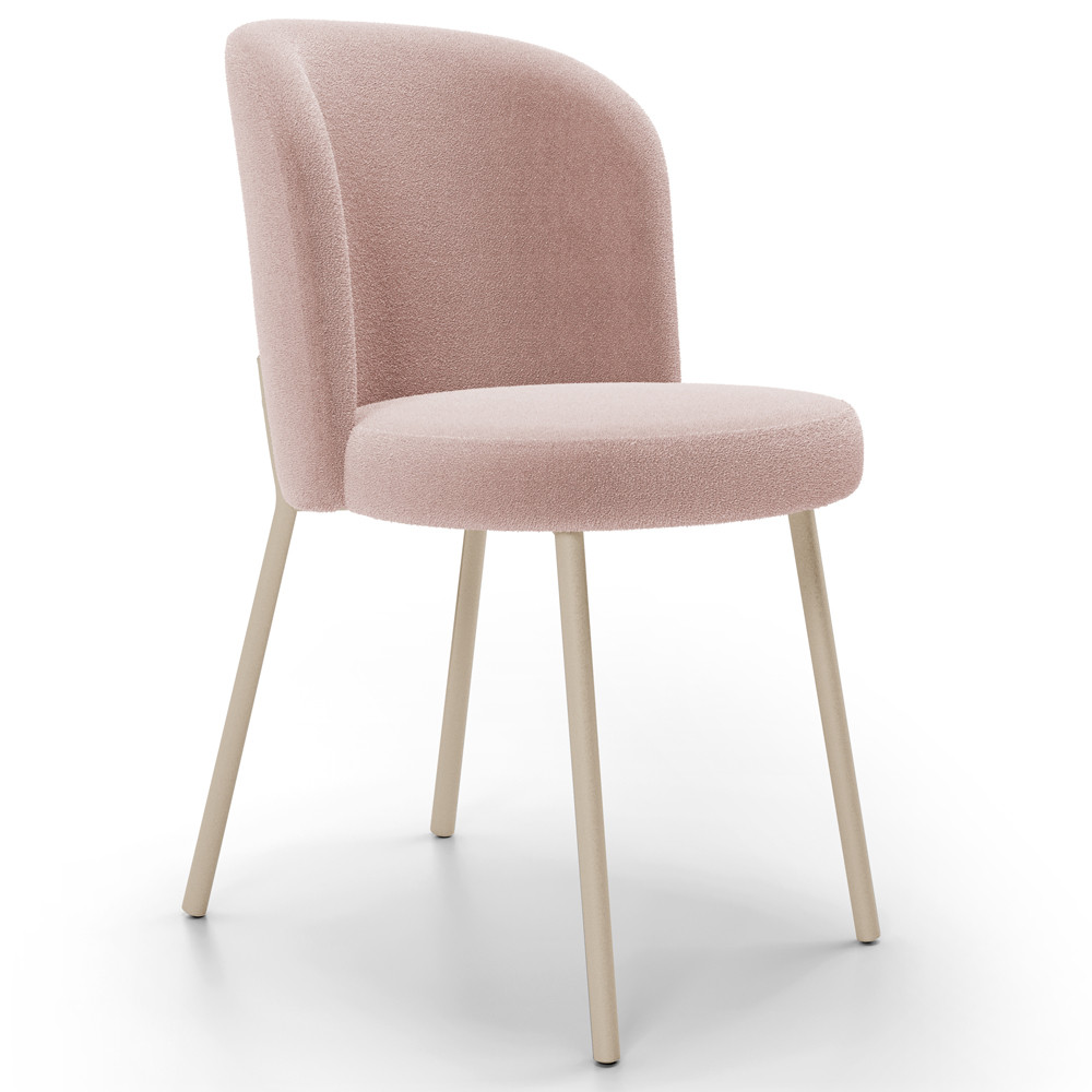 Cadeira Para Sala de Jantar Cozinha Estofada Gavi Arena L02 Bouclê Rosê - Lyam Decor em Oferta na Shopee