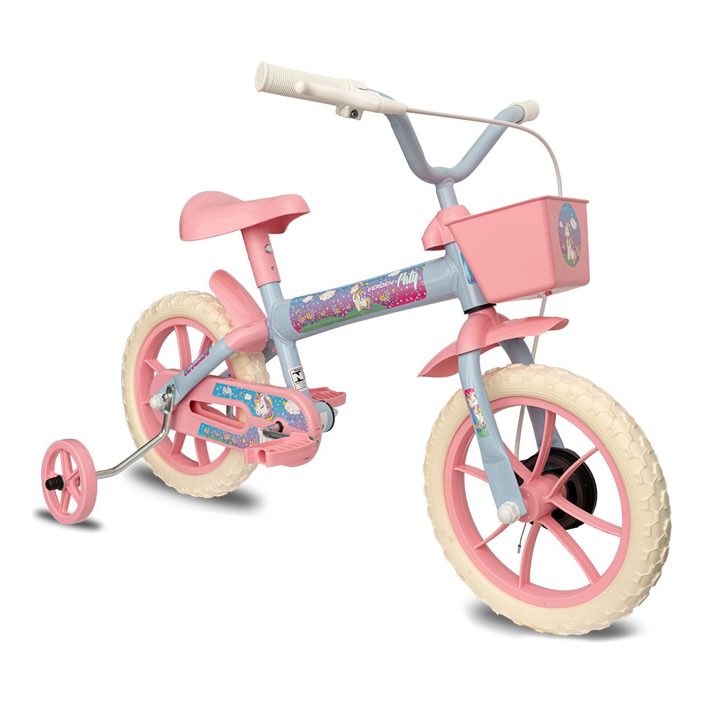 Bicicleta Infantil Verden Paty Aro 12 Com Cesta E Rodinhas Rosa