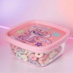 Pote de Plástico Quadrado - Angel - 580ml - 14x14cm - 1 unidade - Disney Original - Rizzo