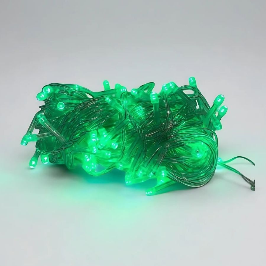 Cordão de LED Pisca Pisca Luz Verde com Fio Transparente 100 Leds de 8 Funções - 10m - 1 unidade - Rizzo em Oferta na Shopee