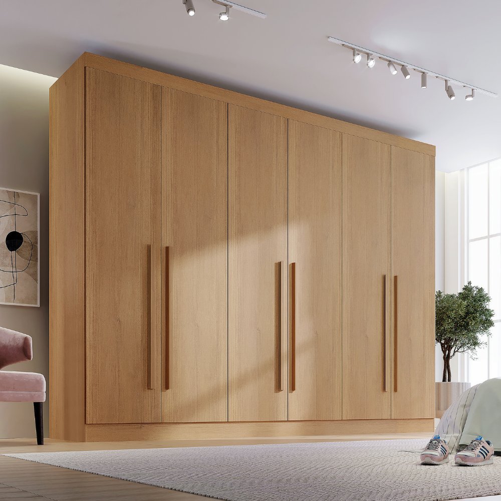 Guarda Roupa Casal MDF 6 Portas 6 Gavetas Paris Plus  Cinamomo em Oferta na Shopee