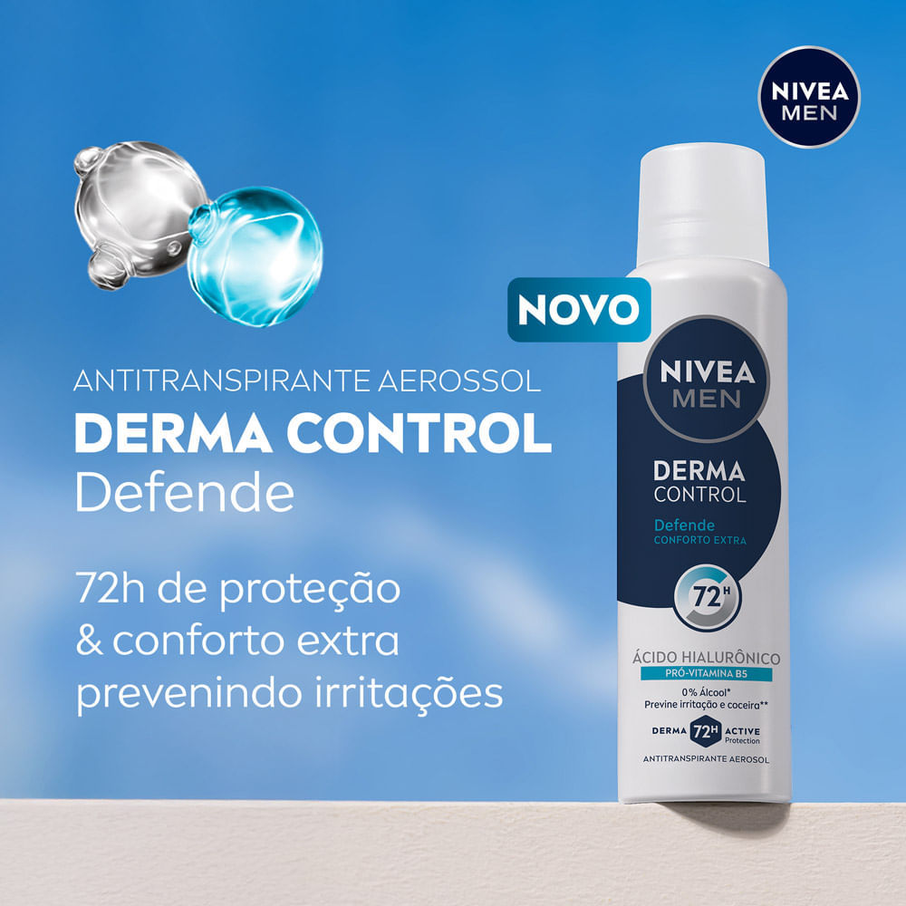 Detalhes do Desodorante Nivea Men Derma Control Defende Aerossol 72h Antitranspirante 150ml