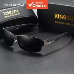 Óculos De Sol Polarizados Retangulares Masculinos Xingyu Lentes Tac Uv400 Armação De Alumínio-Magnésio Para Dirigir Negó