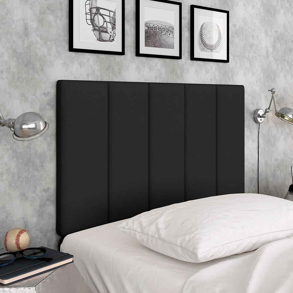 Cabeceira Estofada Para Cama Solteiro Dakota Preto - Móveis Arapongas