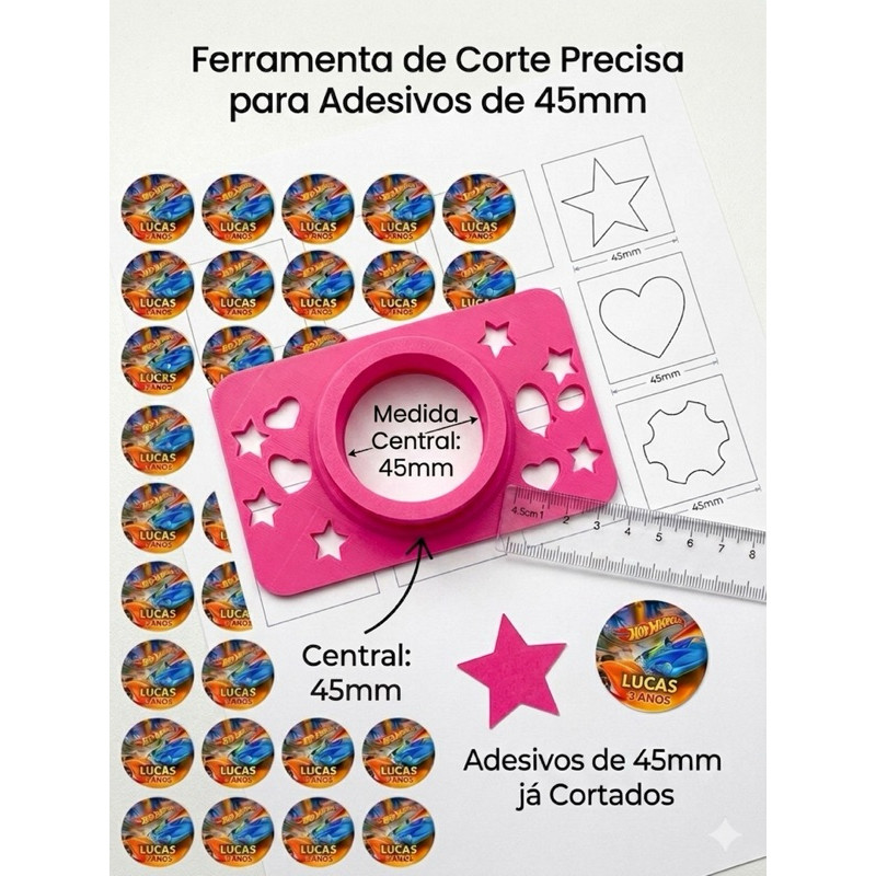Cortador de Adesivos Circular 45mm Com 3 Lâminas Extra - Ferramenta de Precisão para Artesanato, Festas e Lembrancinhas
