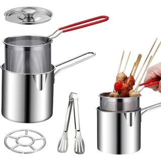 Conjunto de Fritadeiras, Mini Fritadeira de Aço Inoxidável com Cabo de Fácil Manuseio e Cesto de Fritura, Adequada para 