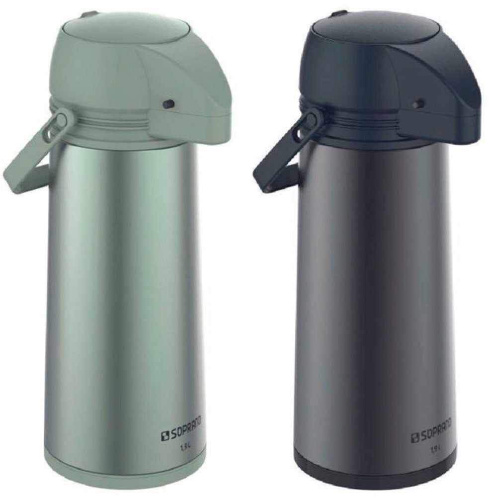 Garrafa de Café Térmica Soprano Single em Inox 1,9 Litro para Bebida Quente Água Chá Café