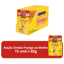 Ração Úmida Friskies Frango Ao Molho para Gatos Adultos 85g - 15 unid.