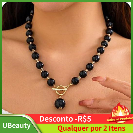 Colar de pérolas grossas para mulheres, colar de pérolas grandes, colar de pérolas barrocas grandes, colar de contas pre