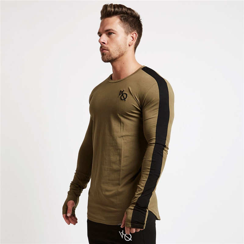 2021 novo estilo longo camiseta esportes ao ar livre lazer estiramento terno de treinamento VQ Fitness magro-ajuste de m