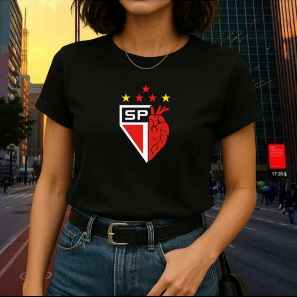 Camisa Camiseta Feminino Time Do Coração São Paulo Blusa Lançamento 100% Algodão - My Street