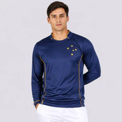 Camisa Cruzeiro Gold Dry Manga Longa Azul Marinho