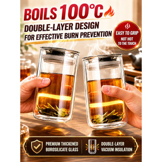 [Design à Prova de Vazamento] Double Layer Design Glass Tea Bottle/Tea Mug/Double Wall/Portable