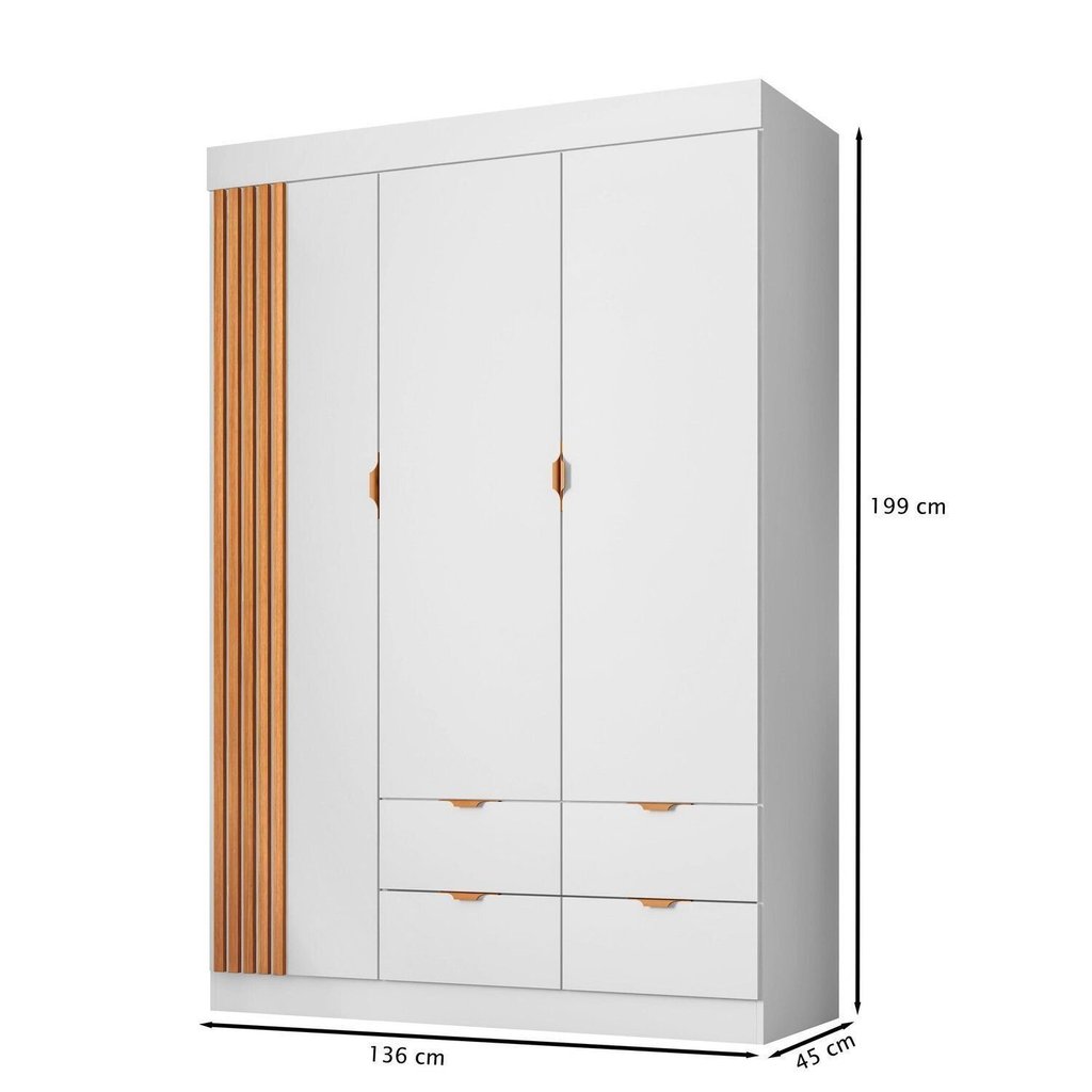 Guarda-Roupa Infantil 100% MDF 3 Portas e 4 Gavetas Ayla Branco Branco · foto 2