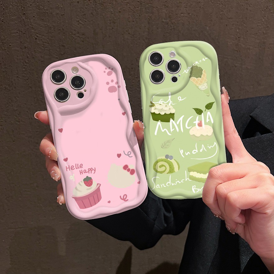 Capa De Telefone Com Padrão De Bolo Rosa E Verde Para Samsung A12 A13 A04S A14 A15 A21S A22 A23 A24 A25 A32 A33 A34 A35 