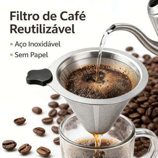 Filtro de Café Inox Reutilizável Sem Papel Coador Permanente Café Manual Universal