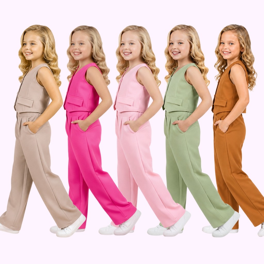 Conjunto Alfaiataria Calça Pantalona colete Formal Social Luxo