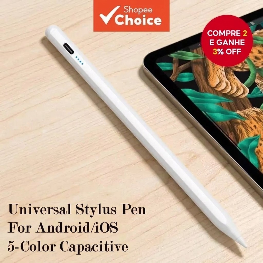 Caneta Digital Touch Screen Universal Para Celular E Tablet Caneta Stylus Alta Precisão Sem Fio Tipo C