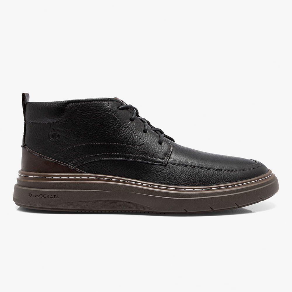 Bota Masculina Grid Couro Preto