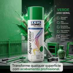 Tinta Spray Verde Tekbond Uso Geral 350ml Metal Madeira Diversas Aplicação