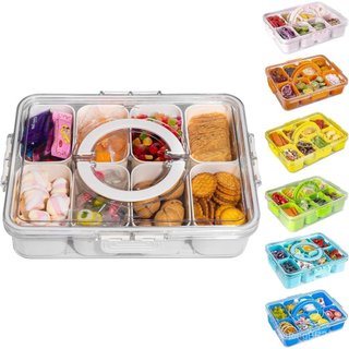 Bandeja Dividida para Lanches WACOI com Tampa e Alça, Caixa de Lanches Portátil, Recipiente para Charcutaria, Organizado