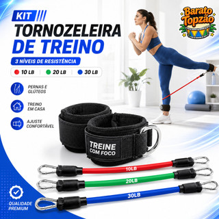Kit Tornozeleira Treino Elastico Resistencia Pernas Gluteos Academia Treino Casa Extensor Funcional - Envio Imediato