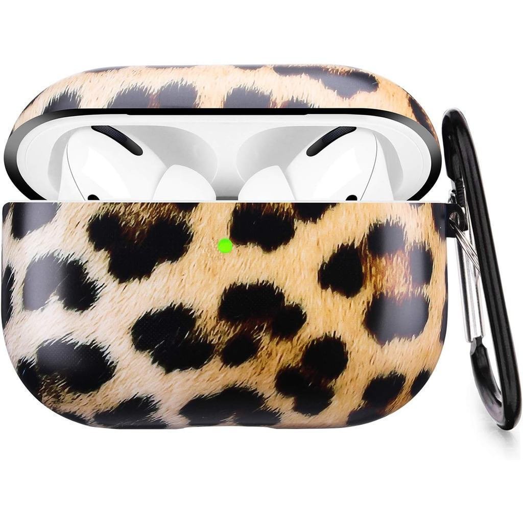 Capa protetora para AirPods Pro da LitoDream, com um padrão de estampa de leopar