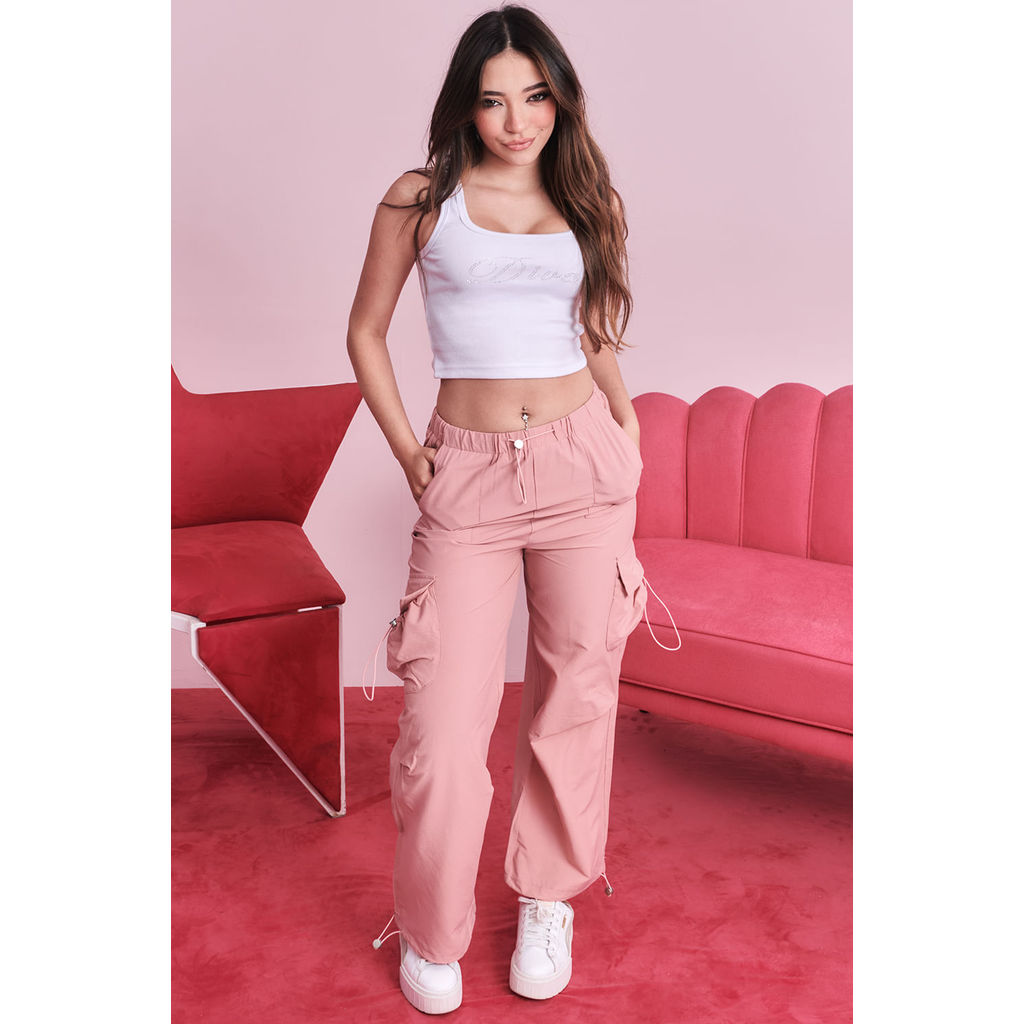 Calça Feminina Jogger Bolso Lateral Planet Girls Rosa