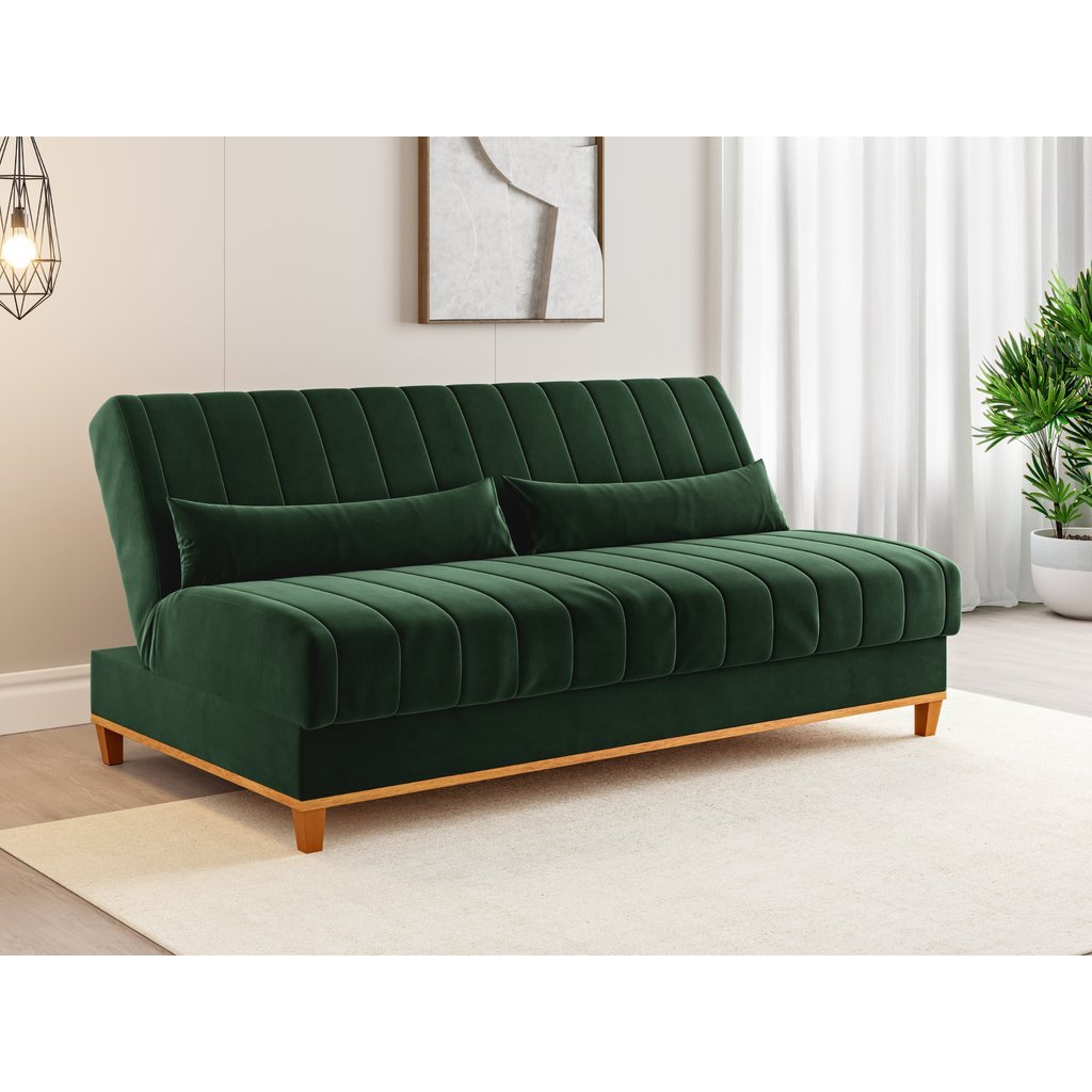 Sofá Cama Reclinável 3 Lugares 180cm Veludo Colors Verde Oliva Oliva