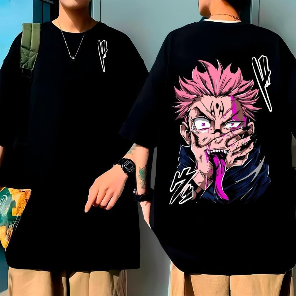 [Camiseta Premium em Algodão Puro]BOW Camiseta Estampada Oversized Anime Treino Academia Naruto Sukuna Maldição 