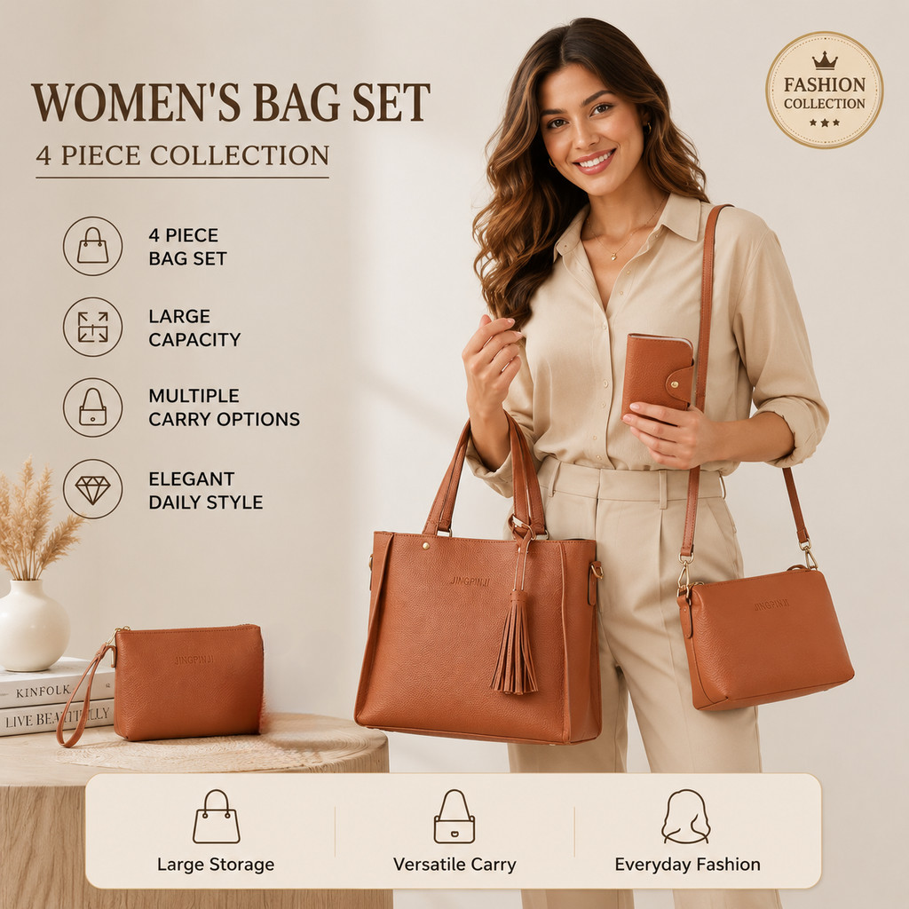 Conjunto de bolsas femininas/conjunto de quatro peças/bolsa de ombro/bolsa para mães