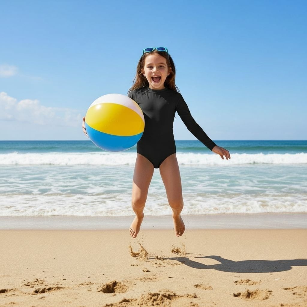Maiô Praia Infantil Manga Longa UV 50+ Tecido Poliamida Premium