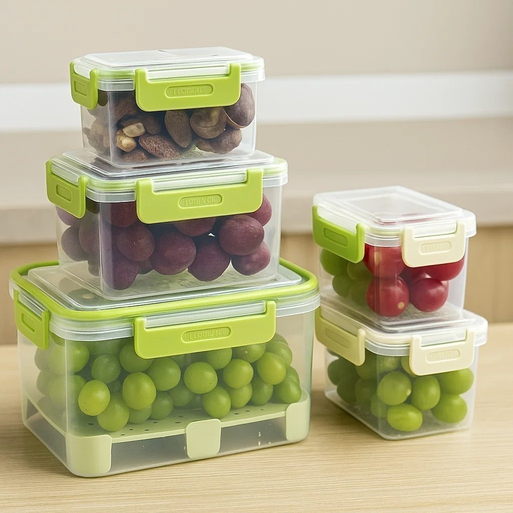 Kit 5 Potes Armazenar Empilhável Conserva Plástico Cesto Cozinha Alimentos Recipiente Organizador
