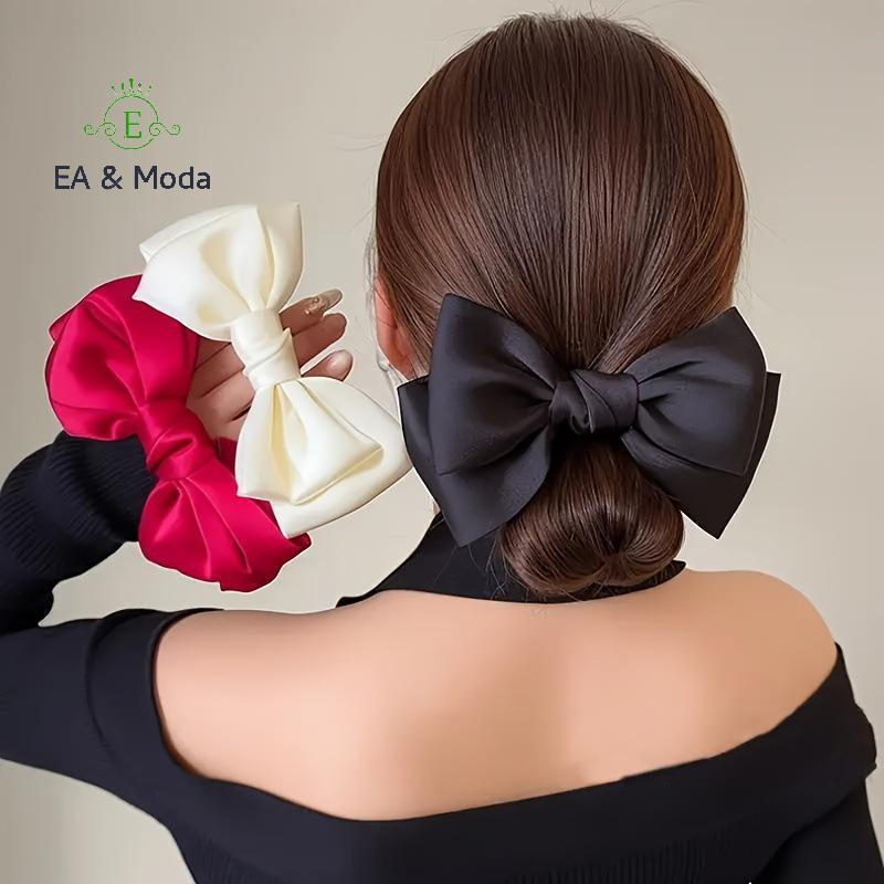 EA & Moda Laço Francês Scrunchie Elástico De Cabelo Elegante Cetim Luxo Texturizado Acessório Para Uso Diário Acessórios