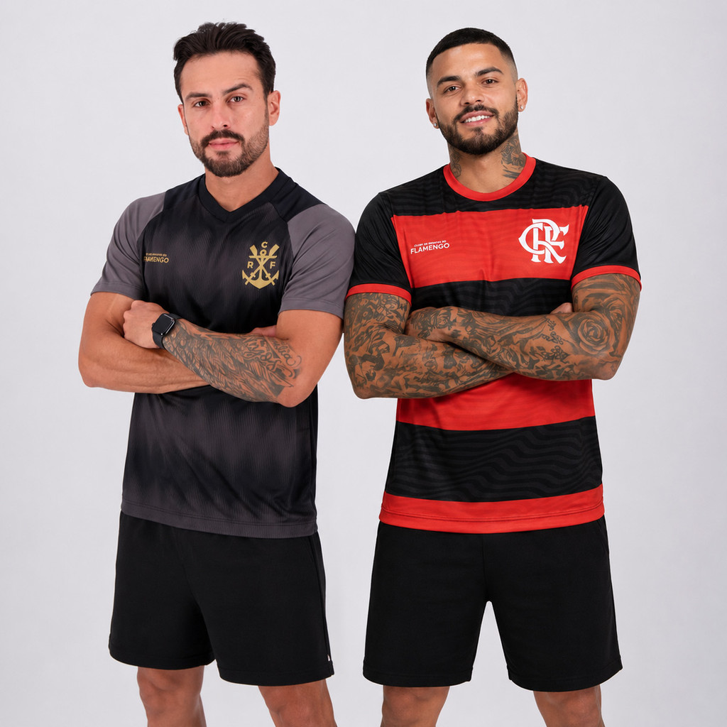 Kit 2 Camisas Flamengo Emoção e Energia Preto