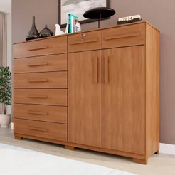 Cômoda para Quarto 2 Portas 8 Gavetas Esmeralda Expresso Móveis Marrom/Cinamomo Cinamomo